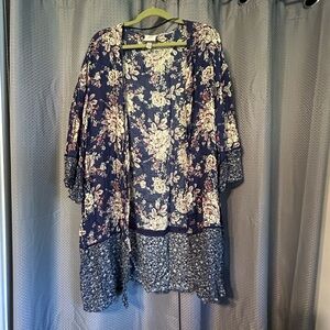 Knox Rose Sheer Floral Duster/Robe/Cardigan/Cover Up. Size XXL.